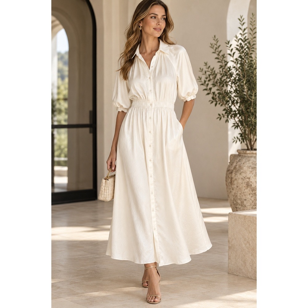 Ramy Brook White Button Front Ankle Maxi Dress (MSRP: $495) Medium